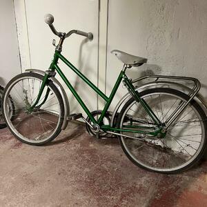 5 barncyklar och en grön damcykel
