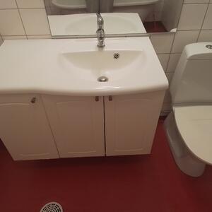 Handfat, skåp och toalettstol bortskänkes 